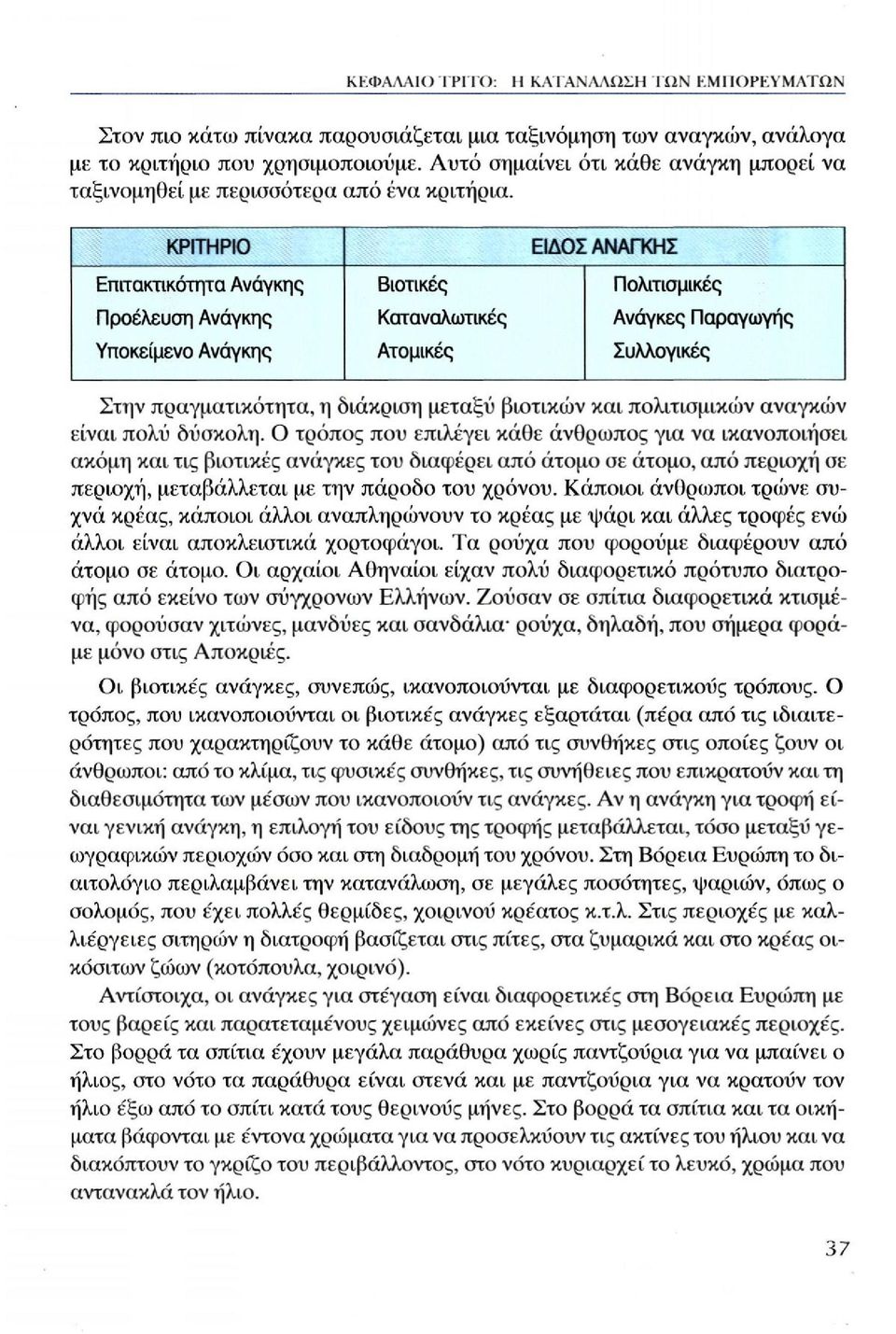 βιοτικών και πολιτισμικών αναγκών είναι πολύ δύσκολη.