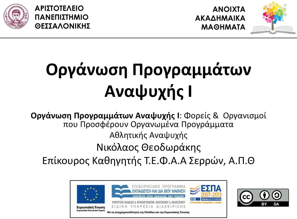 Φορείς & Οργανισμοί που Προσφέρουν Οργανωμένα Προγράμματα Αθλητικής