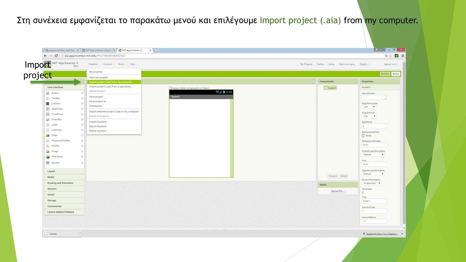 επιλέγουμε Import project (.