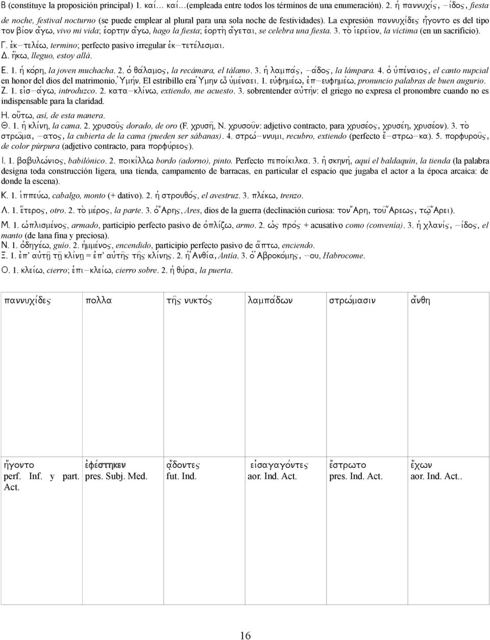 La expresión pannuxi/dej h1gonto es del tipo ton bi/on a1gw, vivo mi vida; e9orthn a1gw, hago la fiesta; e9orth_ a1getai, se celebra una fiesta. 3. to_ i9erei=on, la víctima (en un sacrificio). G.