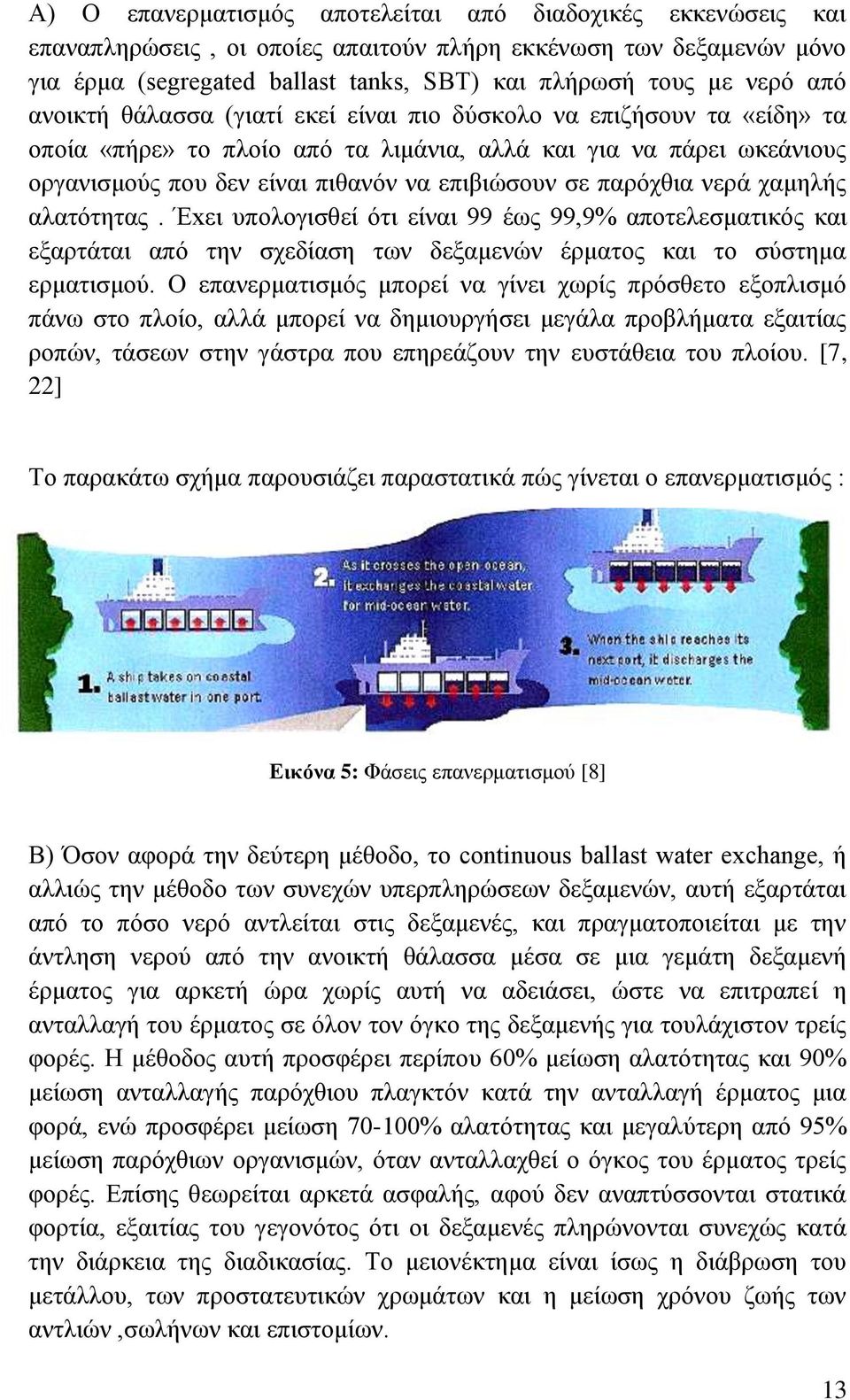 παρόχθια νερά χαμηλής αλατότητας. Έxει υπολογισθεί ότι είναι 99 έως 99,9% αποτελεσματικός και εξαρτάται από την σχεδίαση των δεξαμενών έρματος και το σύστημα ερματισμού.