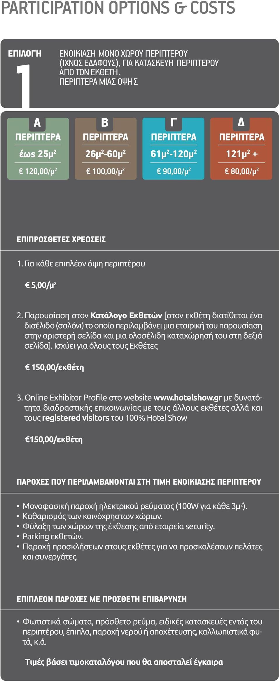 Για κάθε επιπλέον όψη περιπτέρου 5,00/μ 2 2.