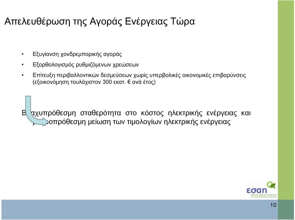 επιβαρύνσεις (εξοικονόμηση τουλάχιστον 300 εκατ.