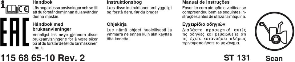 Instruktionsbog Læs disse instruktioner omhyggeligt og forstå dem, før du bruger Ohjekirja Lue nämä ohjeet huolellisesti ja ymmärrä ne ennen kuin alat käyttää tätä konetta!