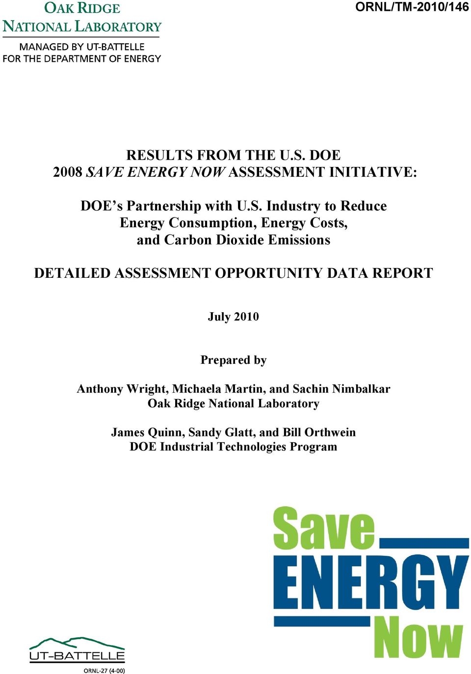 OPPORTUNITY DATA REPORT July 2010 Prepared by Anthony Wright, Michaela Martin, and Sachin Nimbalkar Oak