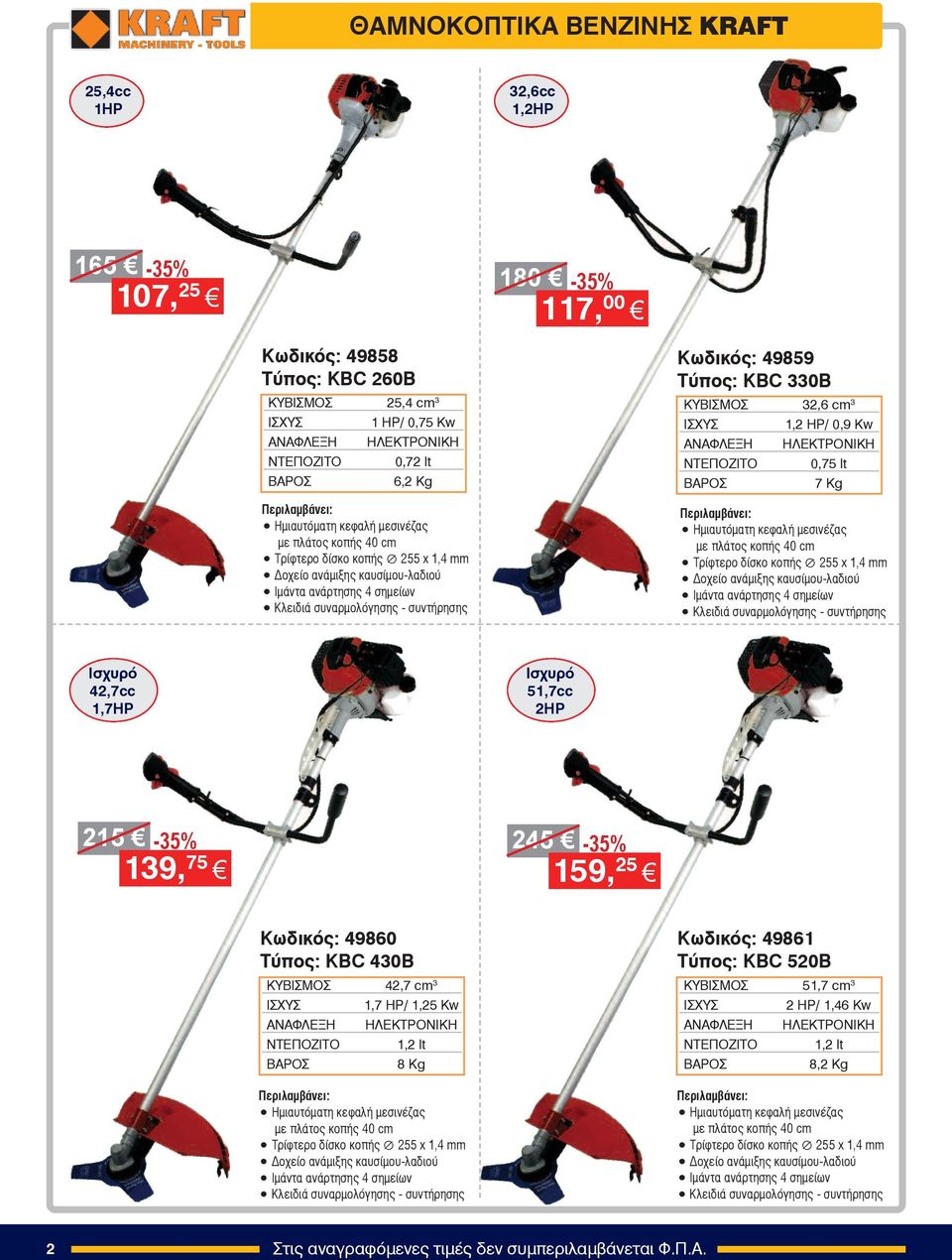 óõíôþñçóçò Êùäéêüò: 49859 Ôýðïò: ΚBC 330B KYBIΣΜΟΣ 32,6 cm 3 ΙΣΧΥΣ 1,2 HP/ 0,9 Kw ΑΝΑΦΛΕΞΗ ÇËÅÊÔÑÏÍÉÊÇ ΝΤΕΠΟΖΙΤΟ 0,75 lt ΒΑΡΟΣ 7 Kg Περιλαμβάνει: Çìéáõôüìáôç êåöáëþ ìåóéíýæáò ìå ðëü ôïò êïðþò 40 cm