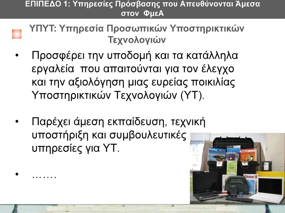 που απαιτούνται για τον έλεγχο και την αξιολόγηση μιας ευρείας ποικιλίας Υποστηρικτικών