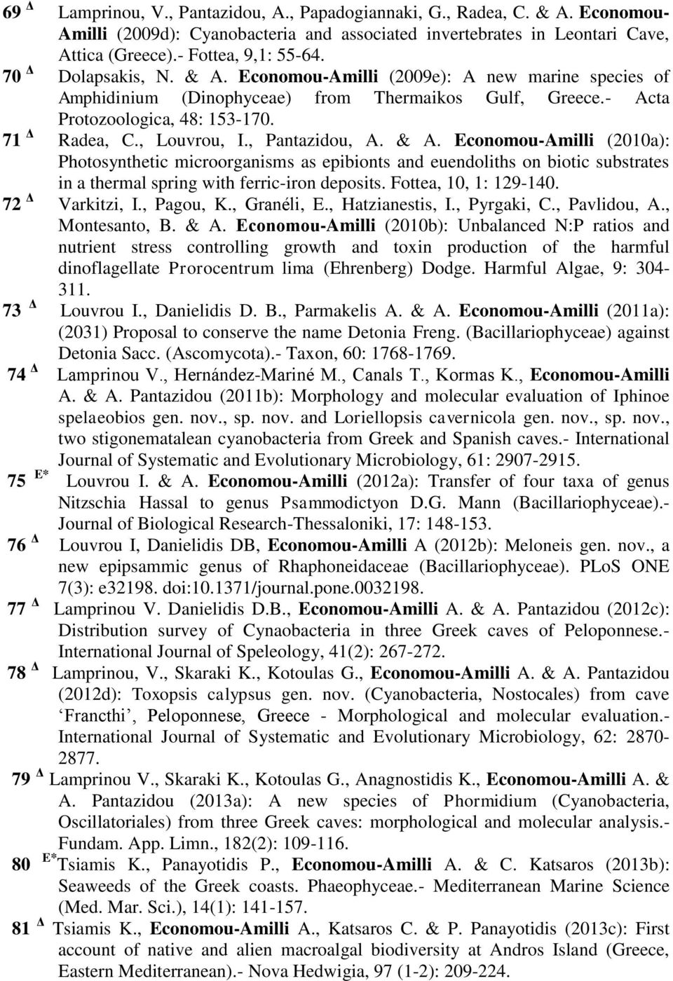 , Pantazidou, A. & A. Economou-Amilli (2010a): Photosynthetic microorganisms as epibionts and euendoliths on biotic substrates in a thermal spring with ferric-iron deposits. Fottea, 10, 1: 129-140.