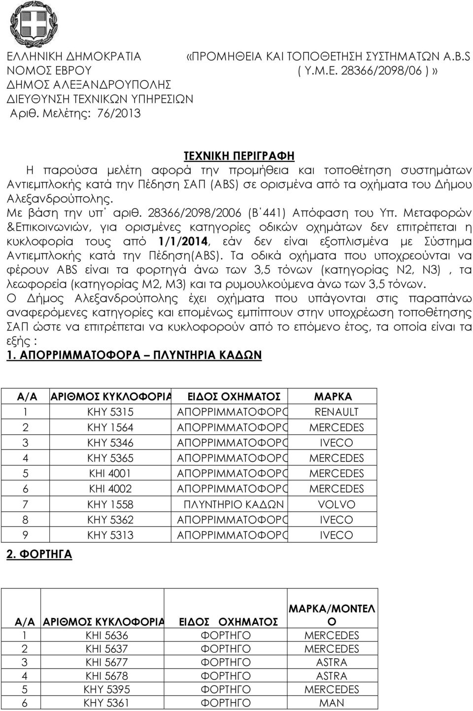 Με βάση την υπ αριθ. 28366/2098/2006 (Β 441) Απόφαση του Υπ.