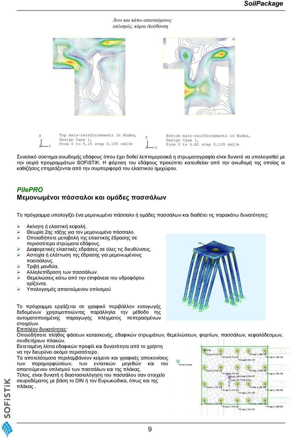 139 cm2/m Design Case 1, Συνολικό σύστηµα ανωδοµής εδάφους όπου έχει δοθεί λεπτοµερειακά η στρωµατογραφία είναι δυνατό να υπολογισθεί µε την σειρά προγραµµάτων SOFiSTiK.