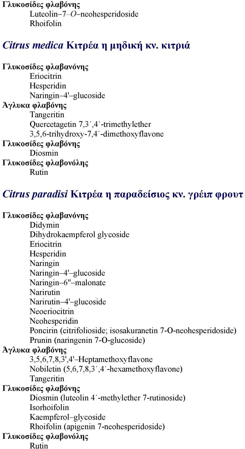 φλαβονόλης Rutin Citrus paradisi Κιτρέα η παραδείσιος κν.