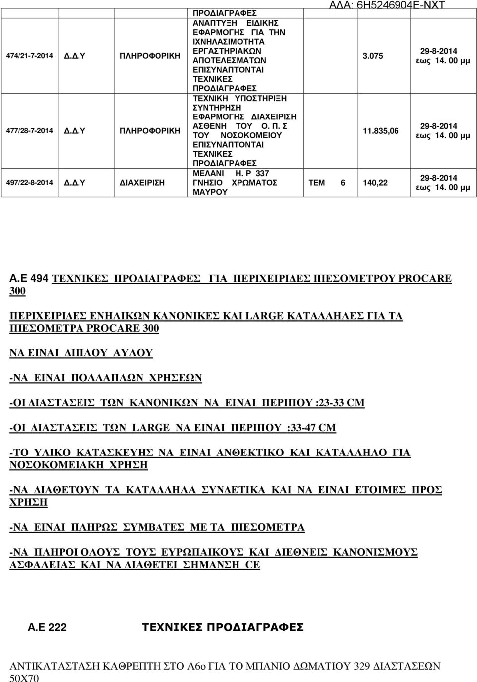 Ρ 337 ΓΝΗΣΙΟ ΧΡΩΜΑΤΟΣ ΜΑΥΡΟΥ 3.075 11.835,06 ΤΕΜ 6 140,22 Α.