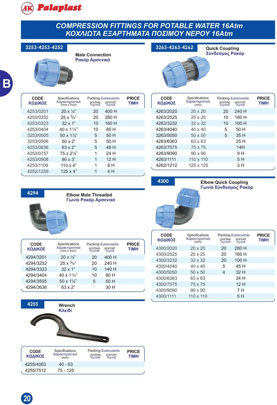 42/99 42/ 4262/22 2 x 2 2 x 2 32 x 32 4 x 4 x x x 9 x 9 x x 2 24 H 6 H H H 3 H 2 H 4H 9 H H 3 H 4294 Elbow Male Threaded Γωνία Ρακόρ Αρσενικό 43 Elbow Quick Coupling Γωνία Σύνδεσμος Ρακόρ 4294/32