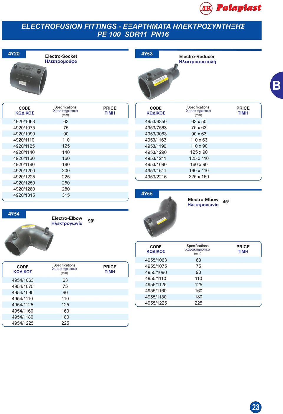 493/9 493/ 493/9 493/29 493/2 493/69 493/6 493/226 49 x x 9 x x x 9 x 9 x 6 x 9 6 x 22 x 6 Electro-Elbow Ηλεκτρογωνία 4