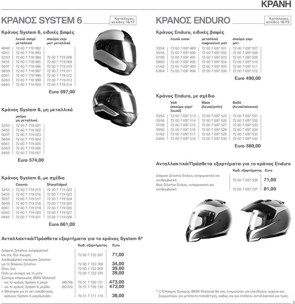 72 60 7 719 013 64/65 72 60 7 719 000 72 60 7 719 014 Euro 597,00 Κράνος System 6, μη μεταλλικό μη μεταλλικό 52/53 72 60 7 719 001 54/55 72 60 7 719 002 56/57 72 60 7 719 003 58/59 72 60 7 719 004