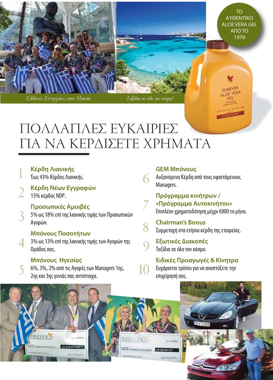 Μπόνους Ηγεσίας 6%, 3%, 2% από τις Αγορές των Managers 1ης, 2ης και 3ης γενιάς σας αντίστοιχα. 6 7 8 9 10 GEM Μπόνους Αυξανόμενα Κέρδη από τους υφιστάμενους Managers.