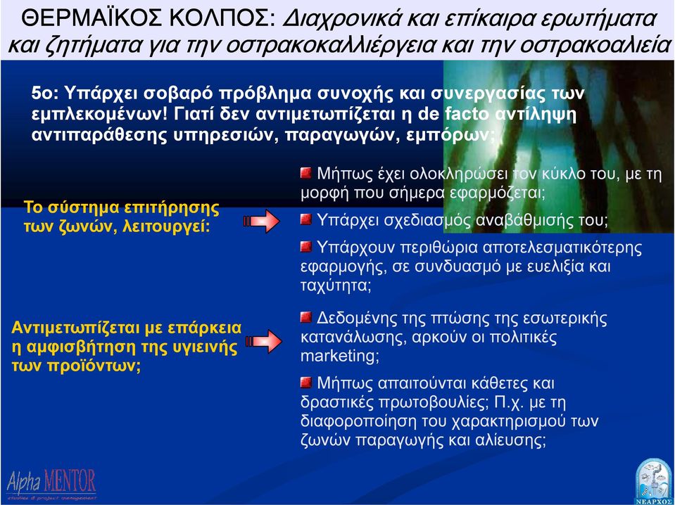 προϊόντων; Μήπως έχει ολοκληρώσει τον κύκλο του, με τη μορφή που σήμερα εφαρμόζεται; Υπάρχει σχεδιασμός αναβάθμισής του; Υπάρχουν περιθώρια αποτελεσματικότερης εφαρμογής, σε συνδυασμό με ευελιξία και