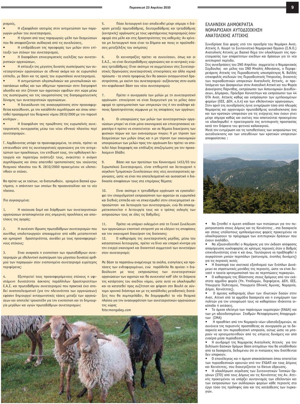 δυνατής συσπείρωσης των συνεταιριστικών οργανώσεων σε εθνικό ακόµα και σε ευρωπαϊκό επίπεδο, µε βάση και τις αρχές του ευρωπαϊκού συνεταιρισµού.