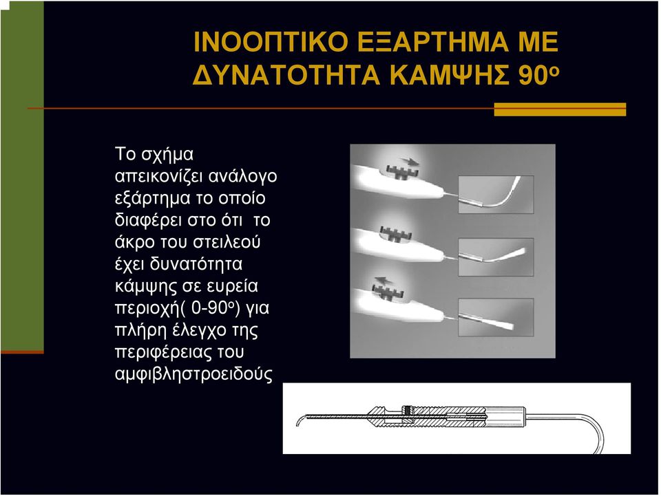 άκρο του στειλεού έχει δυνατότητα κάμψης σε ευρεία