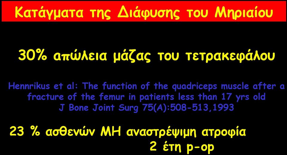 after a fracture of the femur in patients less than 17 yrs old J