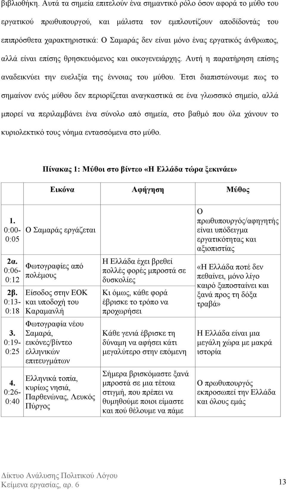 εργατικός άνθρωπος, αλλά είναι επίσης θρησκευόµενος και οικογενειάρχης. Αυτή η παρατήρηση επίσης αναδεικνύει την ευελιξία της έννοιας του µύθου.