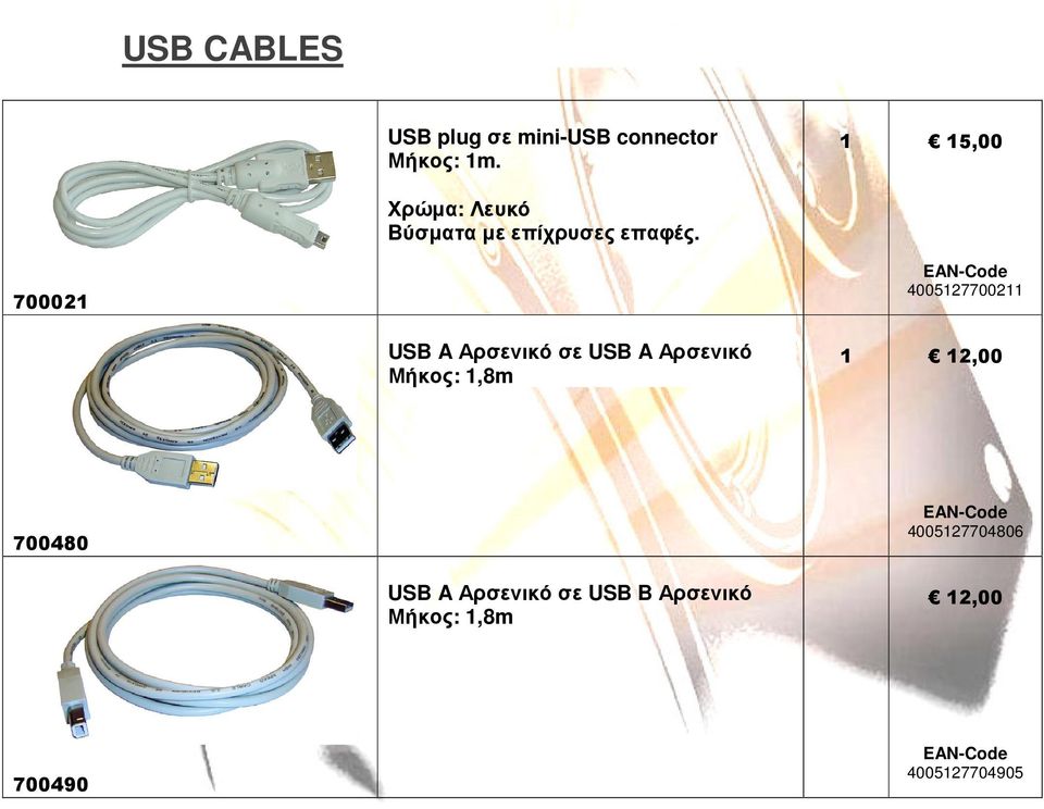 700021 4005127700211 USB A Αρσενικό σε USB A Αρσενικό Μήκος: 1,8m 1