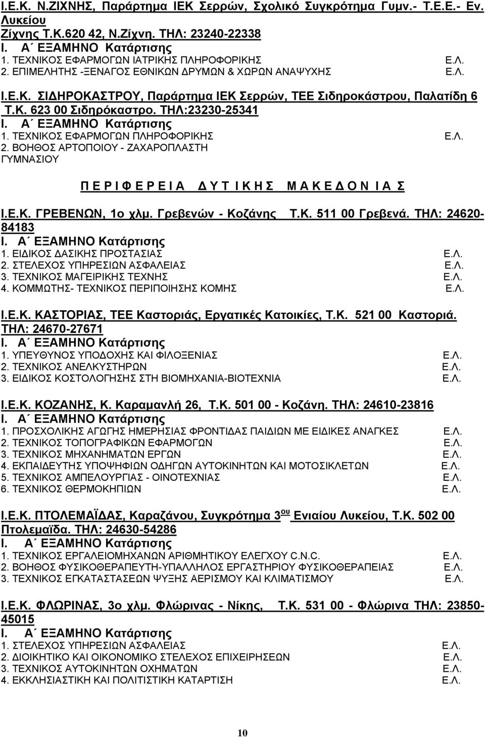 ΤΕΧΝΙΚΟΣ ΕΦΑΡΜΟΓΩΝ ΠΛΗΡΟΦΟΡΙΚΗΣ 2. ΒΟΗΘΟΣ ΑΡΤΟΠΟΙΟΥ - ΖΑΧΑΡΟΠΛΑΣΤΗ ΓΥΜΝΑΣΙΟΥ Π Ε Ρ Ι Φ Ε Ρ Ε Ι Α Δ Υ Τ Ι Κ Η Σ Μ Α Κ Ε Δ Ο Ν Ι Α Σ Ι.Ε.Κ. ΓΡΕΒΕΝΩΝ, 1ο χλμ. Γρεβενών - Κοζάνης Τ.Κ. 511 00 Γρεβενά.