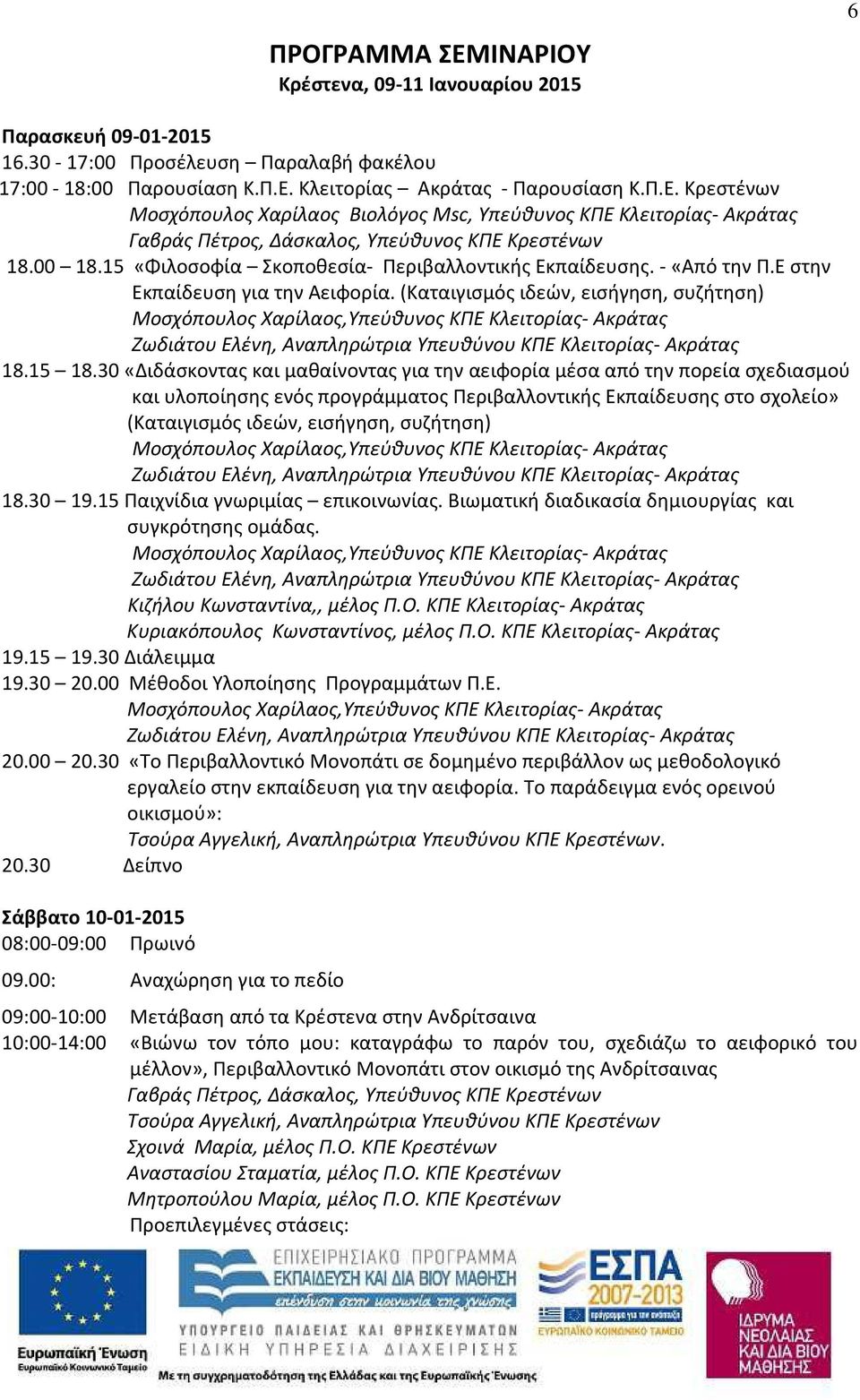 (Καταιγισμός ιδεών, εισήγηση, συζήτηση) Μοσχόπουλος Χαρίλαος,Υπεύθυνος ΚΠΕ Κλειτορίας- Ακράτας Ζωδιάτου Ελένη, Αναπληρώτρια Υπευθύνου ΚΠΕ Κλειτορίας- Ακράτας 18.15 18.