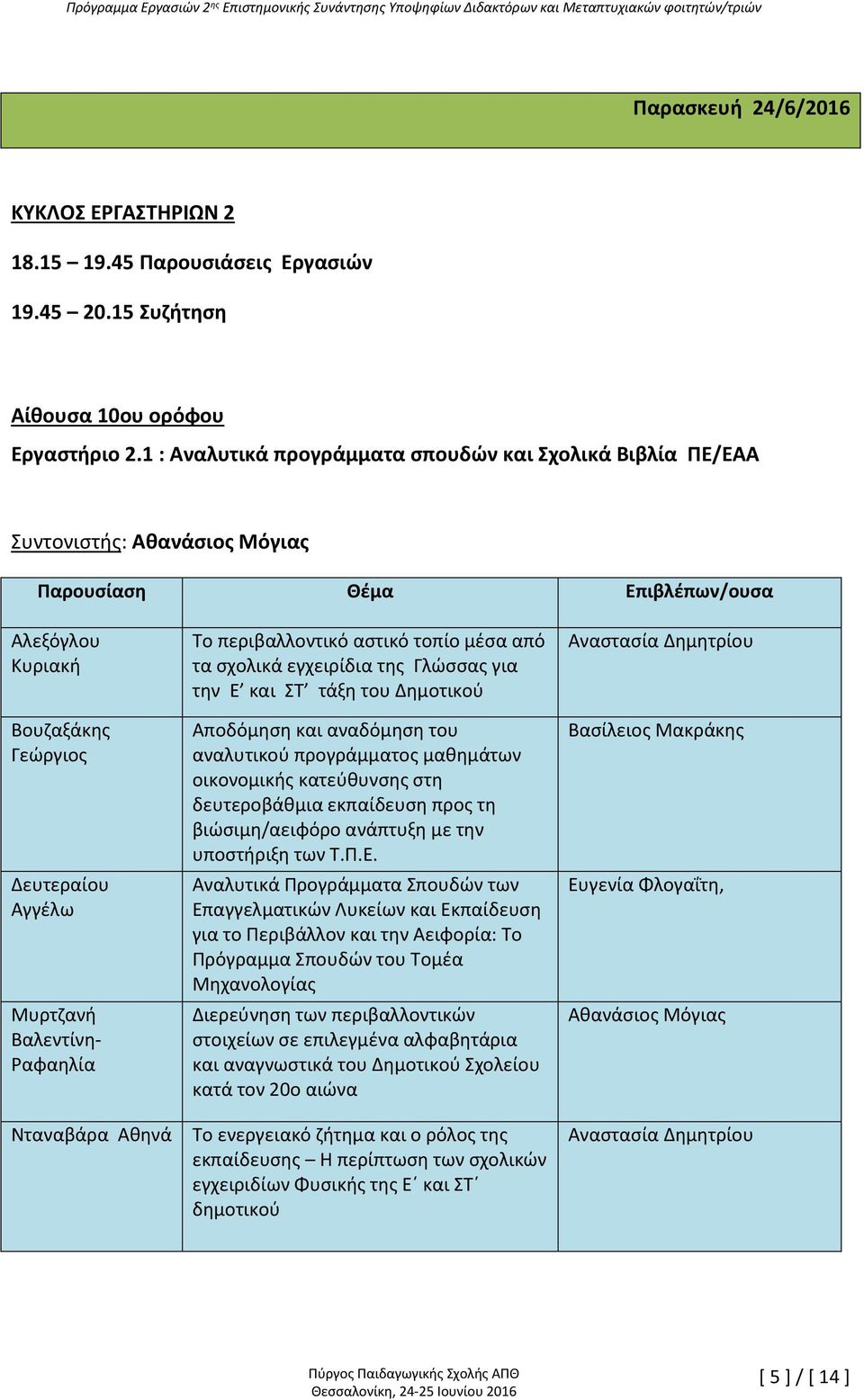 περιβαλλοντικό αστικό τοπίο μέσα από τα σχολικά εγχειρίδια της Γλώσσας για την Ε και ΣΤ τάξη του Δημοτικού Αποδόμηση και αναδόμηση του αναλυτικού προγράμματος μαθημάτων οικονομικής κατεύθυνσης στη