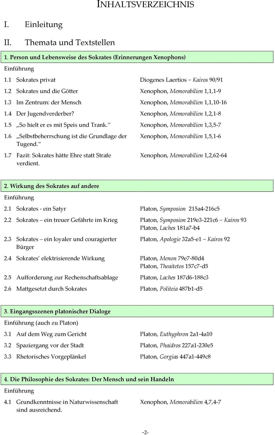 5 So hielt er es mit Speis und Trank. Xenophon, Memorabilien 1,3,5-7 1.6 Selbstbeherrschung ist die Grundlage der Tugend. 1.7 Fazit: Sokrates hätte Ehre statt Strafe verdient.