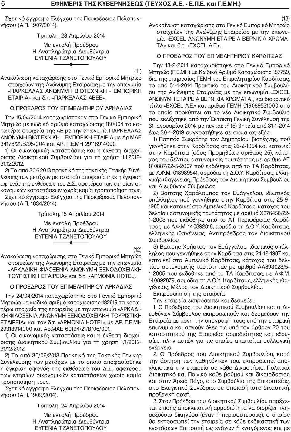 ΜΑΕ 34178/21/Β/95/004 και ΑΡ. Γ.Ε.ΜΗ 29118914000. 1) Οι οικονομικές καταστάσεις και η έκθεση διαχεί ρισης Διοικητικού Συμβουλίου για τη χρήση 1.1.2012 31.12.2012. 2) Το από 30.6.
