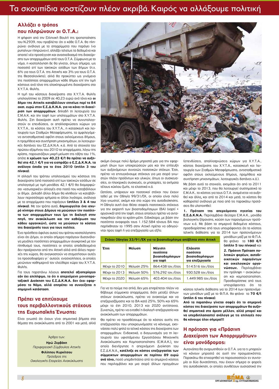 : Η ψήφιση από την Ελληνική Βουλή της τροποποίησης του Ν.2939, που προβλέπει ότι ο κάθε Ο.Τ.Α.