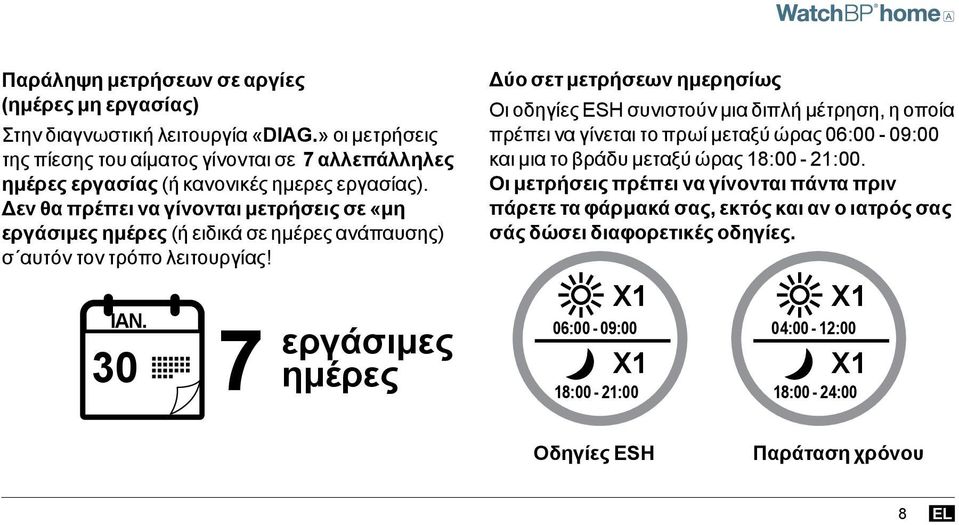 Δεν θα πρέπει να γίνονται μετρήσεις σε «μη εργάσιμες ημέρες (ή ειδικά σε ημέρες ανάπαυσης) σ αυτόν τον τρόπο λειτουργίας! Ιαν. ΙΑΝ.