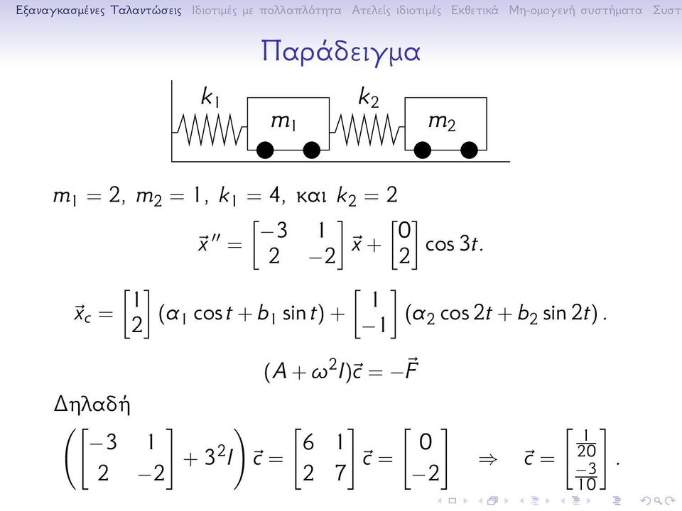 2 2 2 ~x c = [ 1 2 (a 1 cos t + b 1 sin t) + [ 1 1 (a 2 cos 2t +