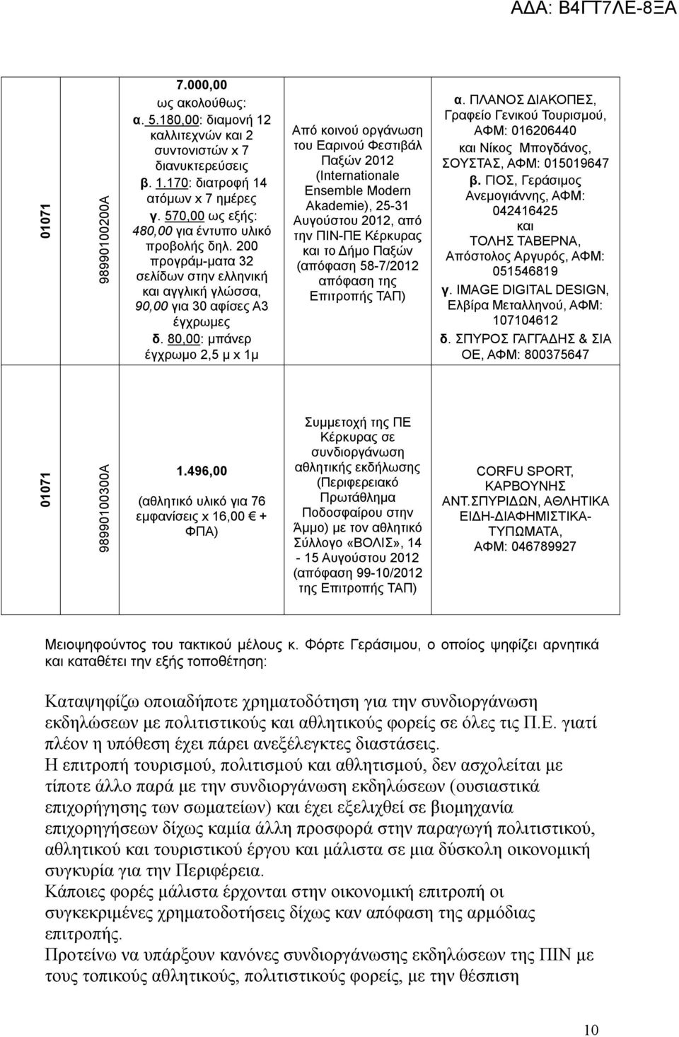 80,00: μπάνερ έγχρωμο 2,5 μ x 1μ Από κοινού οργάνωση του Εαρινού Φεστιβάλ Παξών 2012 (Internationale Ensemble Modern Akademie), 25-31 Αυγούστου 2012, από την ΠΙΝ-ΠΕ Κέρκυρας και το Δήμο Παξών