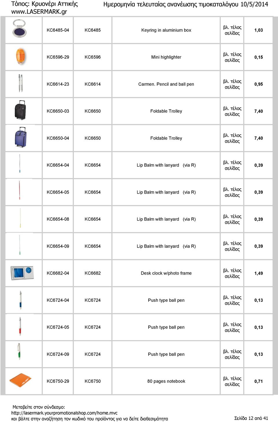 with lanyard (via R) 0,39 KC6654-08 KC6654 Lip Balm with lanyard (via R) 0,39 KC6654-09 KC6654 Lip Balm with lanyard (via R) 0,39 KC6682-04 KC6682 Desk clock w/photo frame 1,49