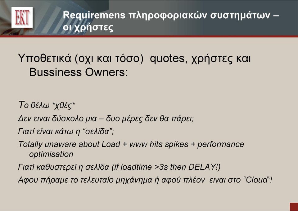 σελίδα ; Totally unaware about Load + www hits spikes + performance optimisation Γιατί καθυστερεί