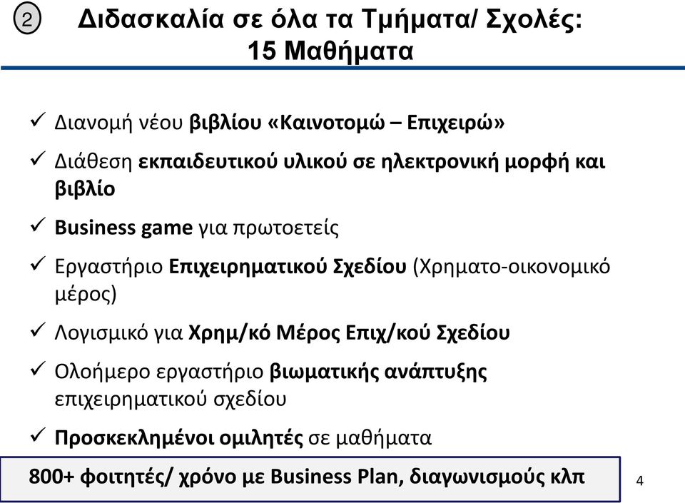 Σχεδίου (Χρηματο-οικονομικό μέρος) Λογισμικό για Χρημ/κό Μέρος Επιχ/κού Σχεδίου Ολοήμερο εργαστήριο βιωματικής