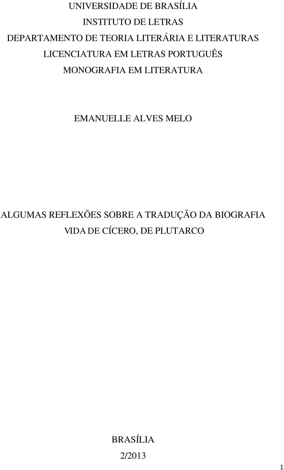 MONOGRAFIA EM LITERATURA EMANUELLE ALVES MELO ALGUMAS REFLEXÕES