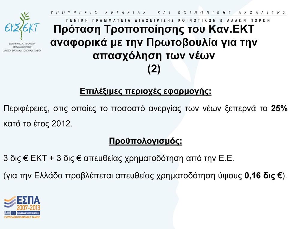 εθαξκνγήο: Πεξηθέξεηεο, ζηηο νπνίεο ην πνζνζηό αλεξγίαο ησλ λέσλ μεπεξλά ην 25% θαηά ην