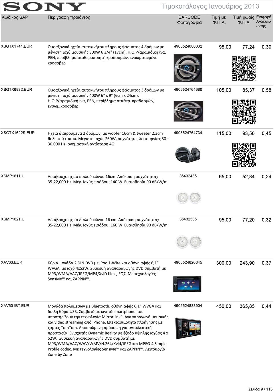 EUR Ομοαξονικά ηχεία αυτοκινήτου πλήρους φάσματος 3 δρόμων με μέγιστη ισχύ μουσικής 400W 6" x 9" (6cm x 24cm), H.O.P/αραμιδική ίνα, PEN, περίβλημα σταθερ. κραδασμών, ενσωμ.