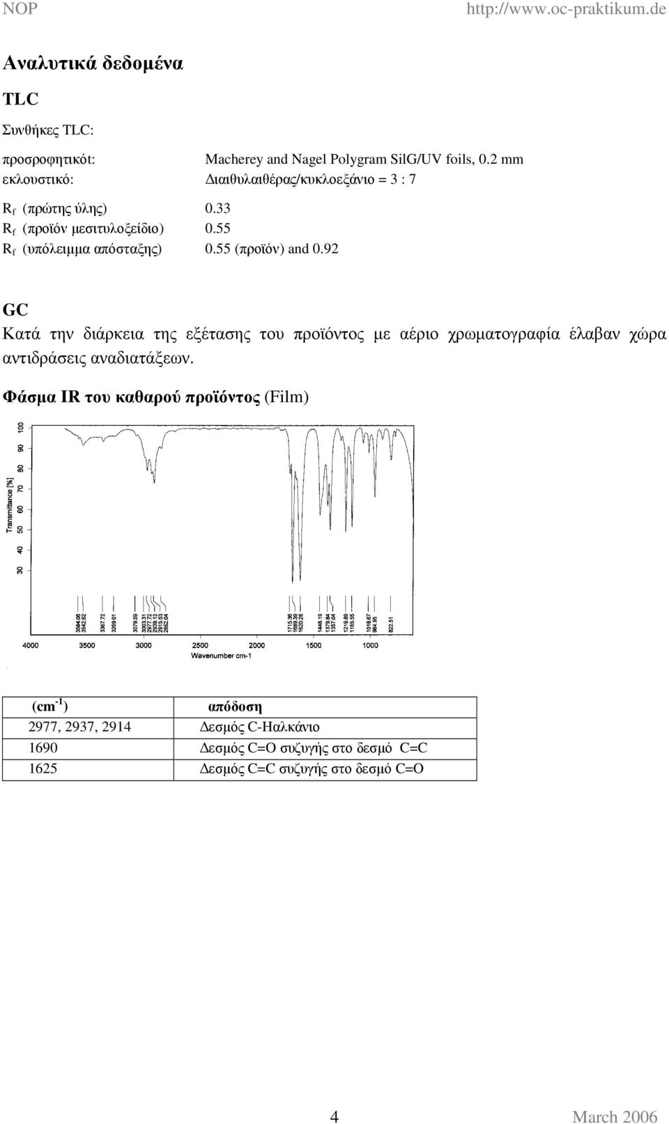 R f (υπόλειµµα απόσταξης) 0. (προϊόν) and 0.