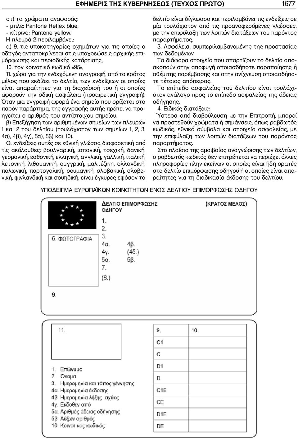 χώρο για την ενδεχόμενη αναγραφή, από το κράτος μέλος που εκδίδει το δελτίο, των ενδείξεων οι οποίες είναι απαραίτητες για τη διαχείρισή του ή οι οποίες αφορούν την οδική ασφάλεια (προαιρετική