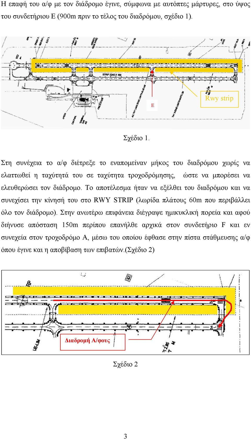Το αποτέλεσμα ήταν να εξέλθει του διαδρόμου και να συνεχίσει την κίνησή του στο RWY STRIP (λωρίδα πλάτους 60m που περιβάλλει όλο τον διάδρομο).