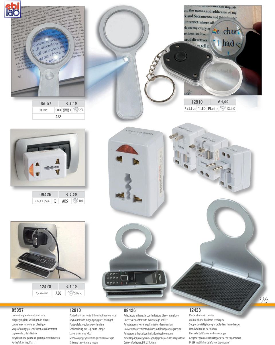 12910 Portachiavi con lente di ingrandimento e luce Keyholder with magnifying glass and light Porte-clefs avec lampe et lumière Schlüsselring mit Lupe und Lampe Llavero con lupa y luz Μπρελόκ με