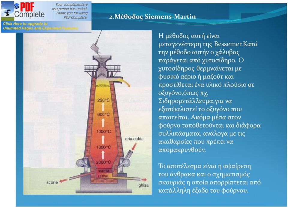 Σιδηρομετάλλευμα,για να εξασφαλιστεί το οξυγόνο που απαιτείται.