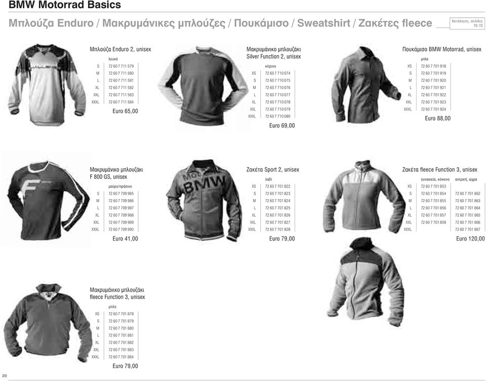 60 7 710 078 XXL 72 60 7 710 079 XXXL 72 60 7 710 080 Euro 69,00 Πουκάμισο BMW Motorrad, unisex μπλε XS 72 60 7 701 918 S 72 60 7 701 919 M 72 60 7 701 920 L 72 60 7 701 921 XL 72 60 7 701 922 XXL 72