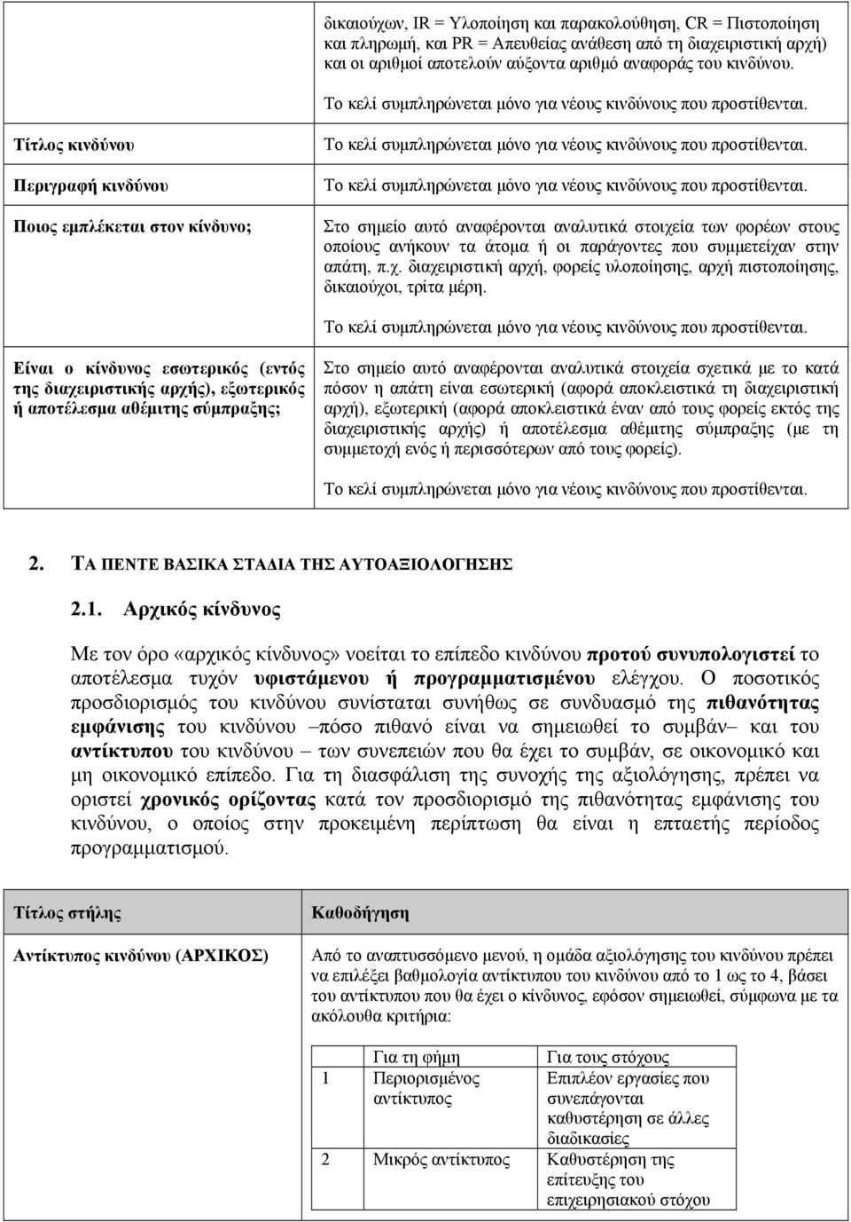 π.χ. διαχειριστική αρχή, φορείς υλοποίησης, αρχή πιστοποίησης, δικαιούχοι, τρίτα μέρη.