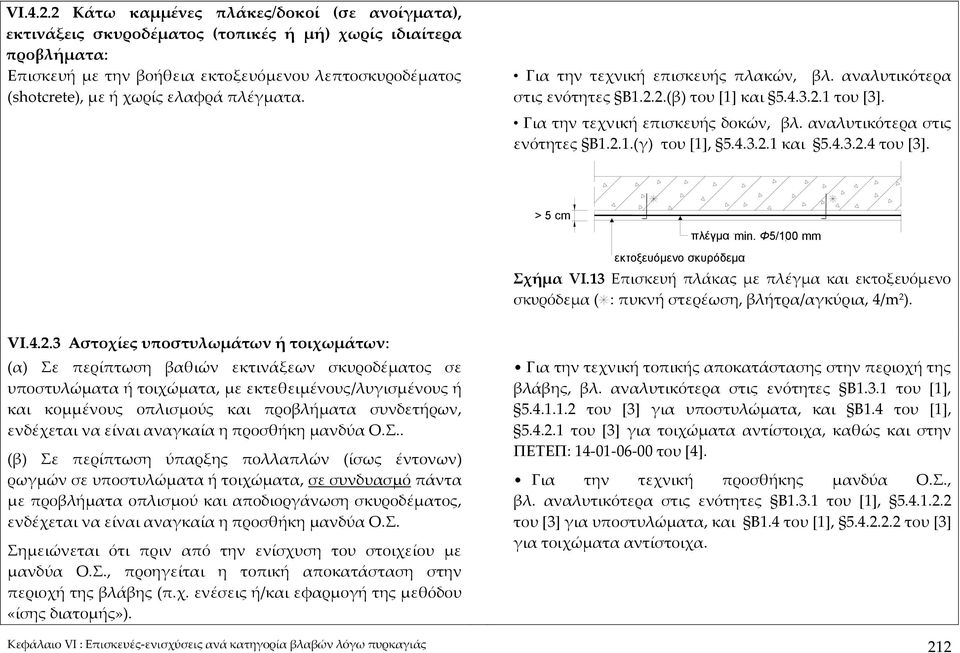 πλέγματα. Για την τεχνική επισκευής πλακών, βλ. αναλυτικότερα στις ενότητες Β1.2.2.(β) του [1] και 5.4.3.2.1 του [3]. Για την τεχνική επισκευής δοκών, βλ. αναλυτικότερα στις ενότητες Β1.2.1.(γ) του [1], 5.