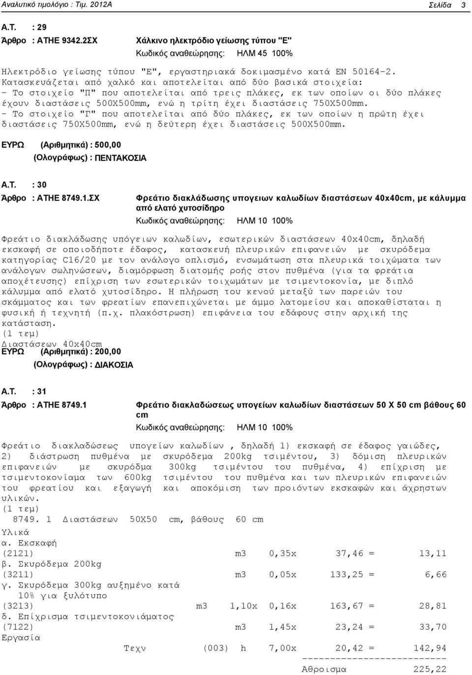 διαστάσεις 750Χ500mm. - Το στοιχείο "Γ" που αποτελείται από δύο πλάκες, εκ των οποίων η πρώτη έχει διαστάσεις 750Χ500mm, ενώ η δεύτερη έχει διαστάσεις 500Χ500mm.